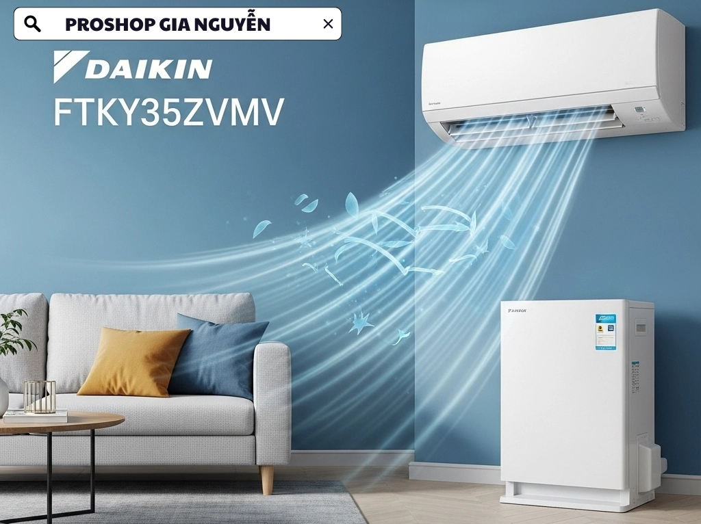 Máy lạnh Daikin FTKY35ZVMV màu trắng, thiết kế hiện đại