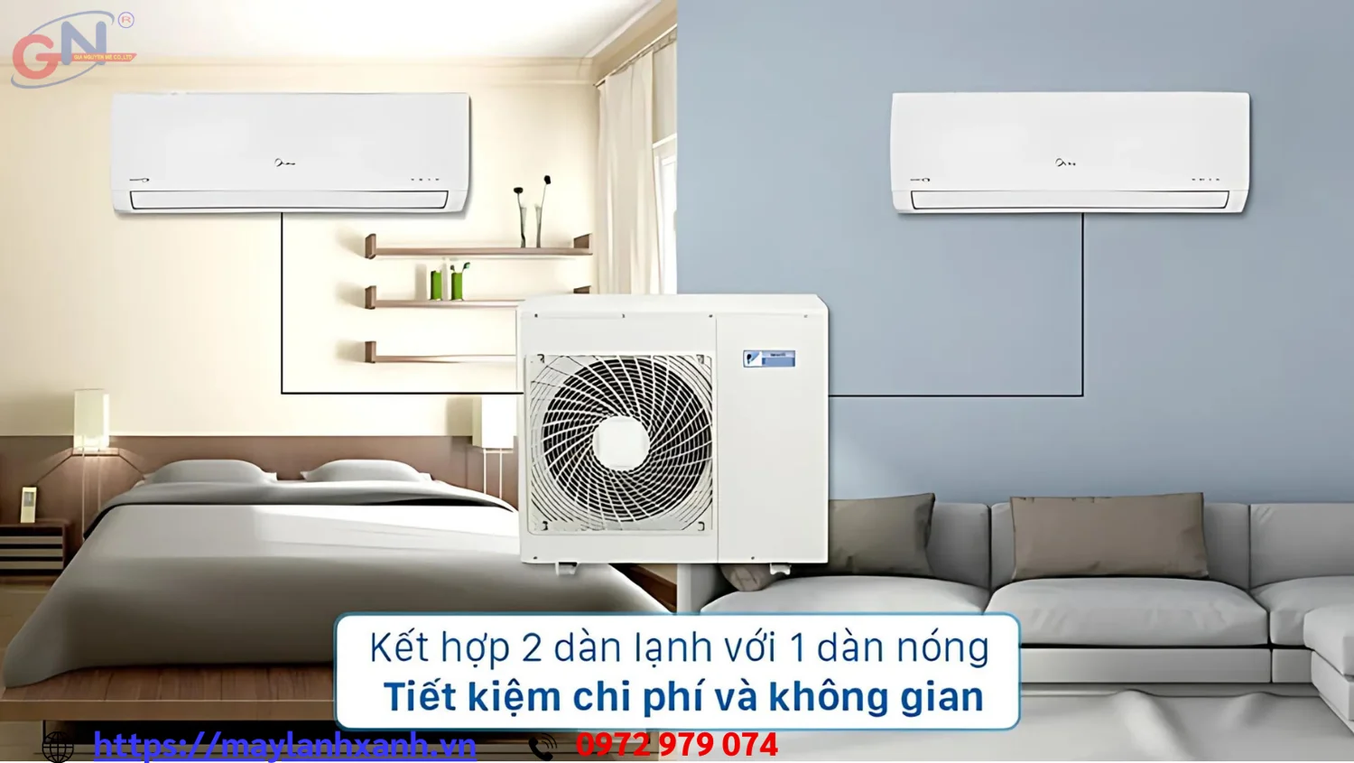 Máy lạnh Multi 1 dàn nóng có thể kết nối với nhiều dàn lạnh