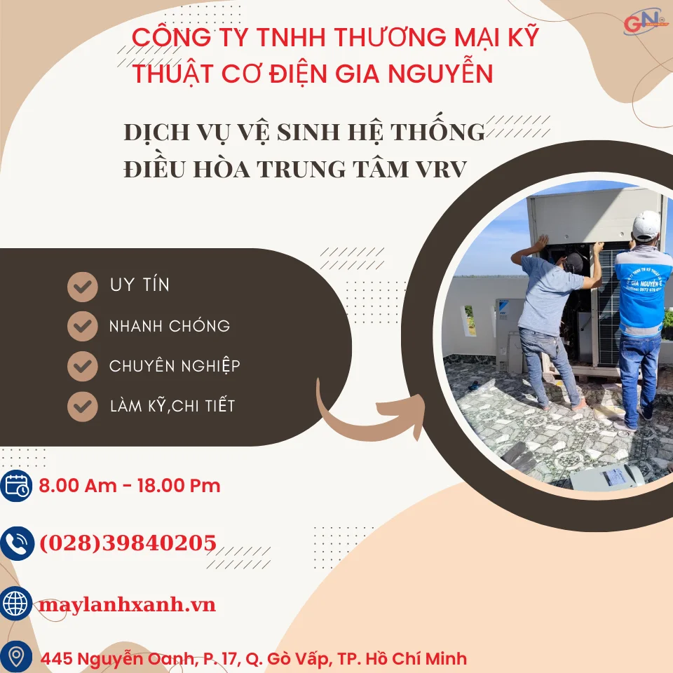 dịch vụ vệ sinh hệ thống VRV công ty Gia Nguyễn